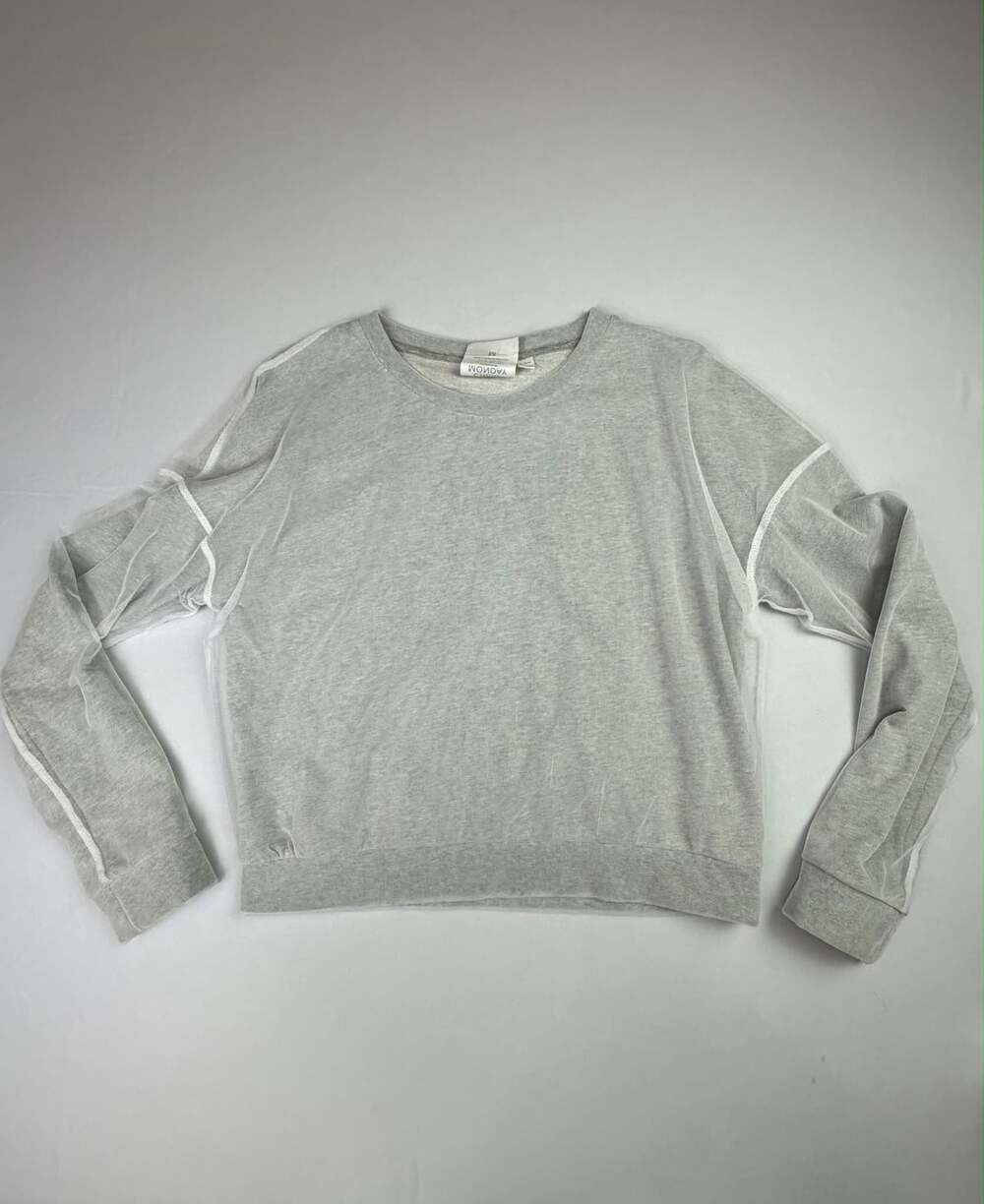 Cheap Monday Gray Mesh Overlay Crewneck Sweatshirt